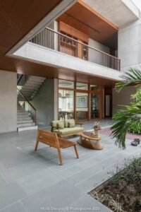 the beautifully designed central court is the soul of the monolithic house modo designs