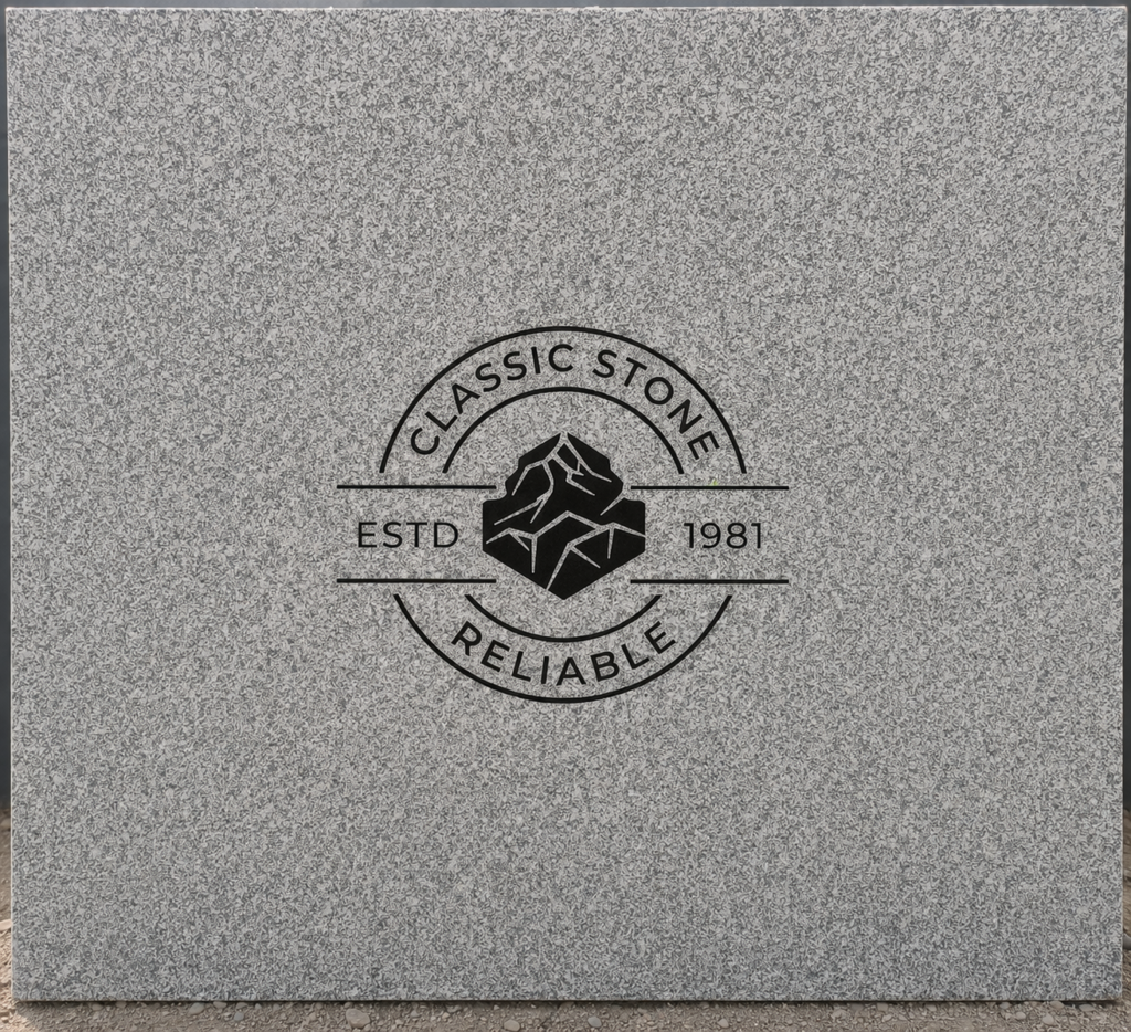 classic stone logo on granite slab